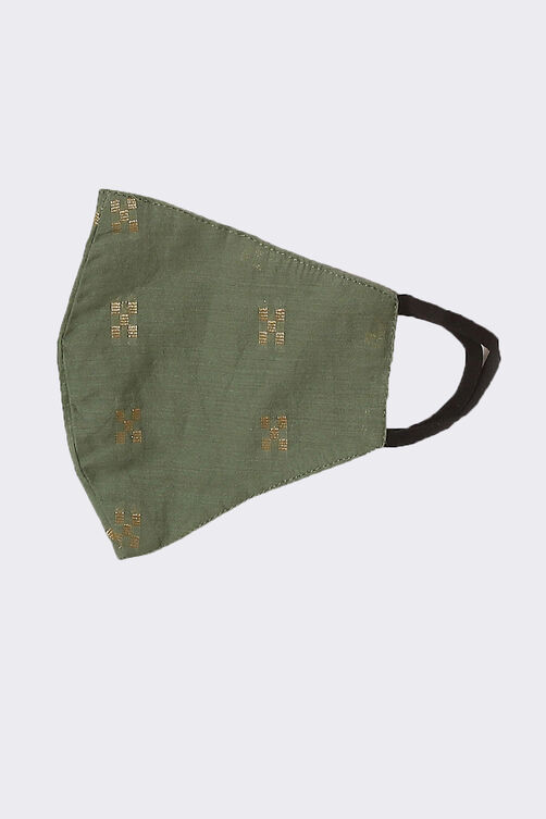 Olive Green Art Silk Straight Suit Set image number 8